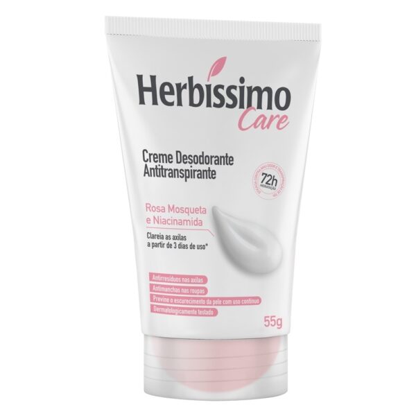 Creme Desodorante Antitranspirante Herbíssimo Care Rosa Mosqueta e Niacinamida Bisnaga 55g