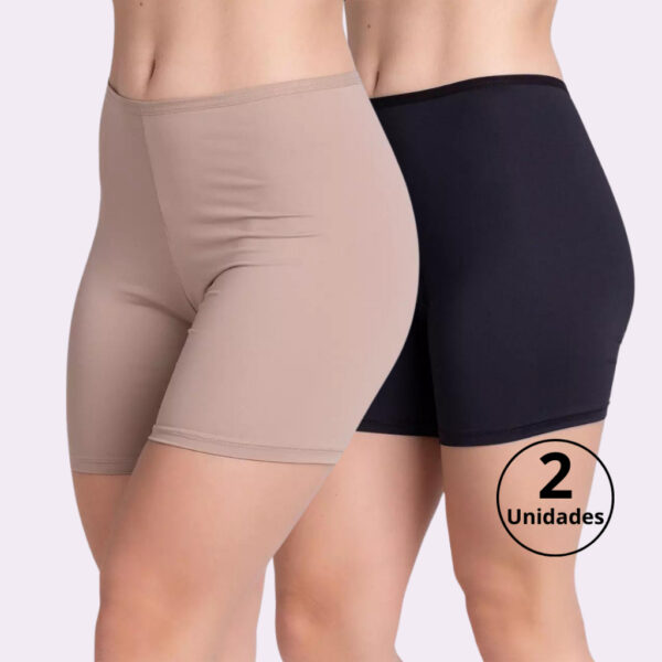 Kit 2 Short Anágua Meia Perna Liso Conforto Segunda Pele Feminino Bermuda Moda íntima Lingerie