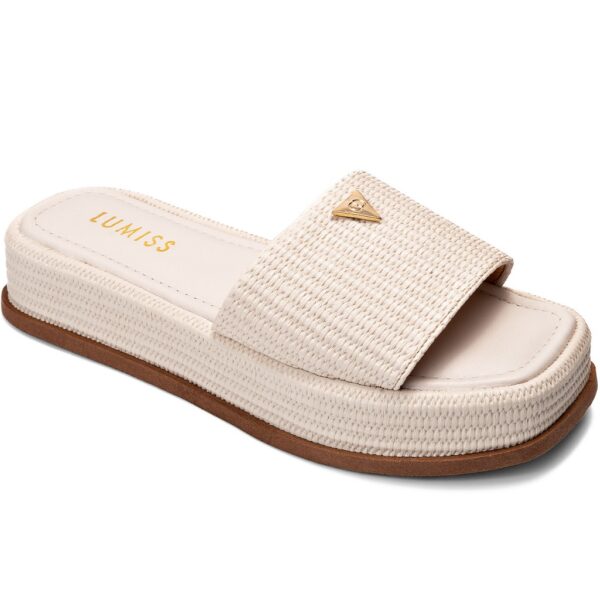 Tamanco Feminino Lumiss Sandália Flatform Chinelo Confortável Juta