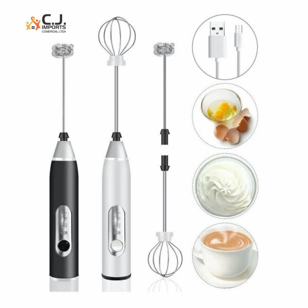 Batedor Misturador Mixer Elétrico para Bebidas Leite Café Clara de Ovos 2 EM 1