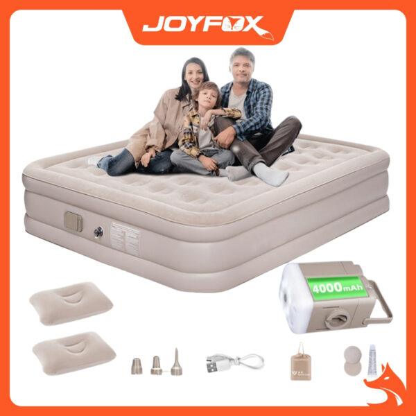 Colchão Inflável Queen Casal Cama De Campanha Bomba Inflável Com Bateria De Lítio Integrada 203*154*44cm JOYFOX