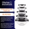 Kit Conjunto De Potes 10 Peças Vidro Resistente Organizadores De Cozinha Multiuso - Image 3