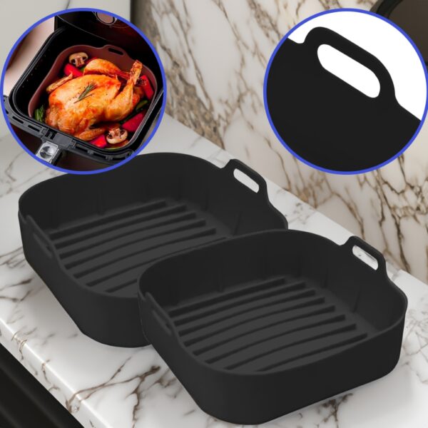 Kit 2 Forma de Silicone Air Fryer Grande 20CM Assadeira Fritadeira Quadrada