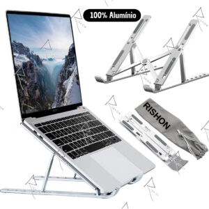 Suporte De Notebook Articulado Dobrável Ergonomico Em Aluminio Prateado Rishon